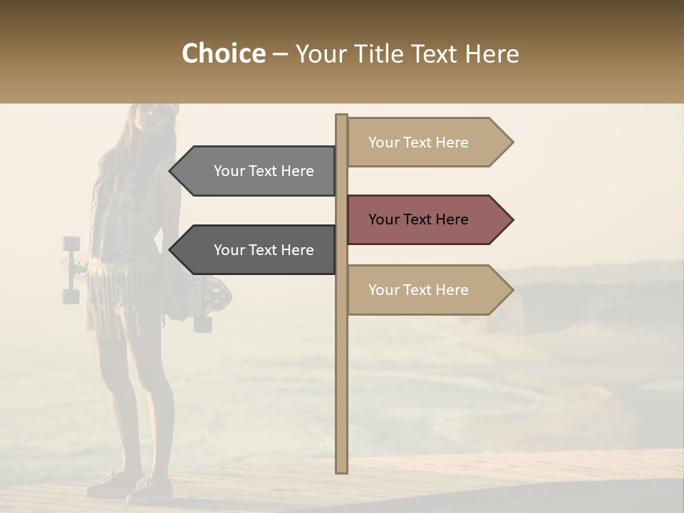 A Young Girl Holding A Skateboard Standing On A Pier PowerPoint Template