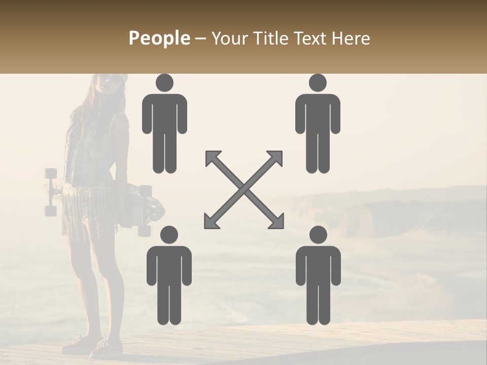 A Young Girl Holding A Skateboard Standing On A Pier PowerPoint Template