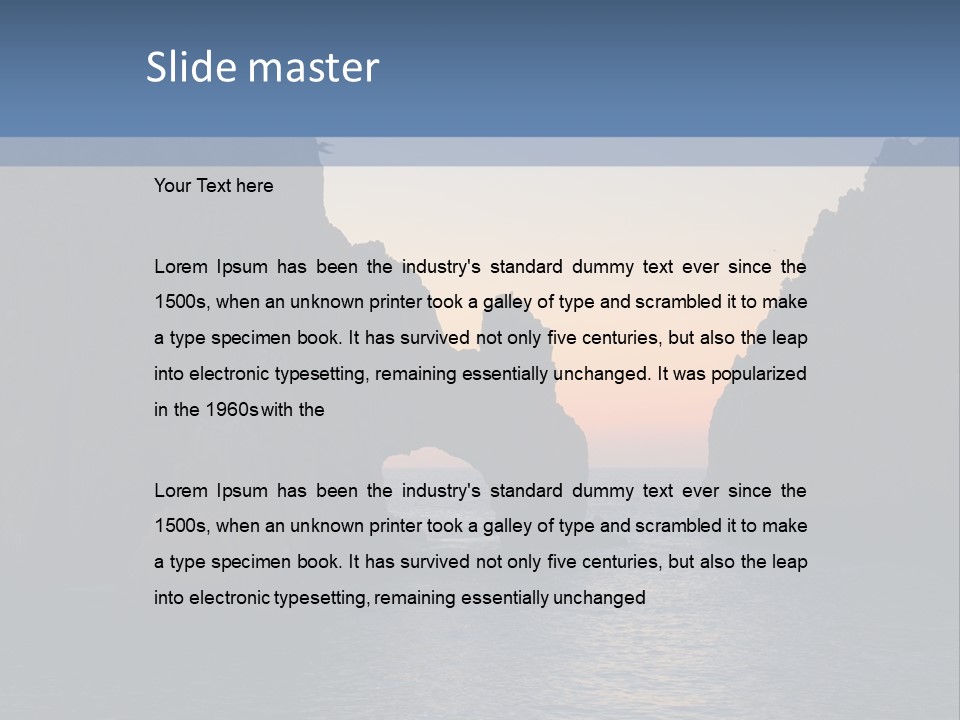 A Large Body Of Water With Rocks In The Background PowerPoint Template