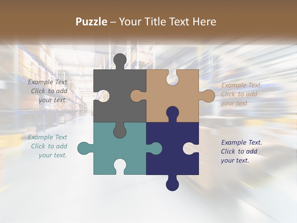 A Blurry Image Of A Warehouse Filled With Boxes PowerPoint Template
