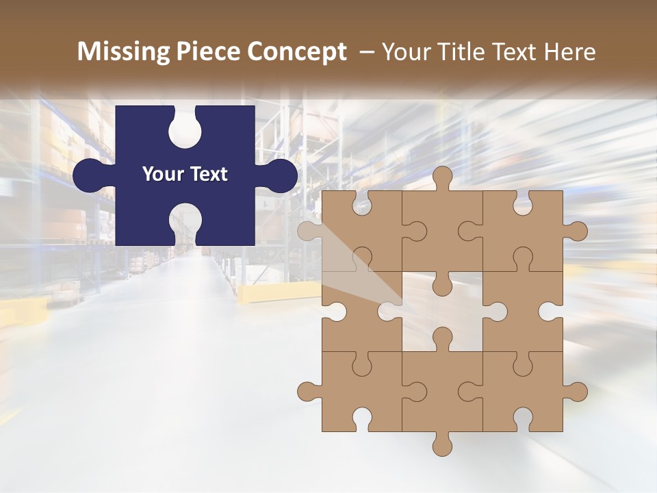 A Blurry Image Of A Warehouse Filled With Boxes PowerPoint Template