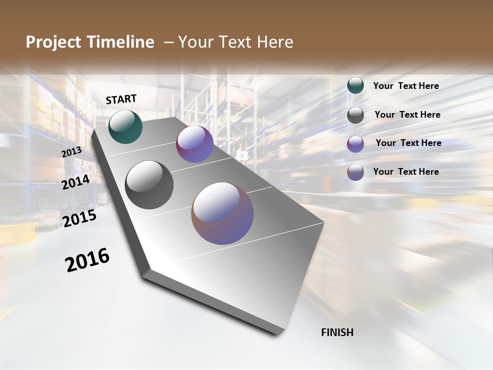 A Blurry Image Of A Warehouse Filled With Boxes PowerPoint Template