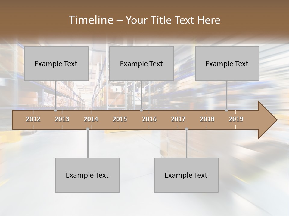 A Blurry Image Of A Warehouse Filled With Boxes PowerPoint Template