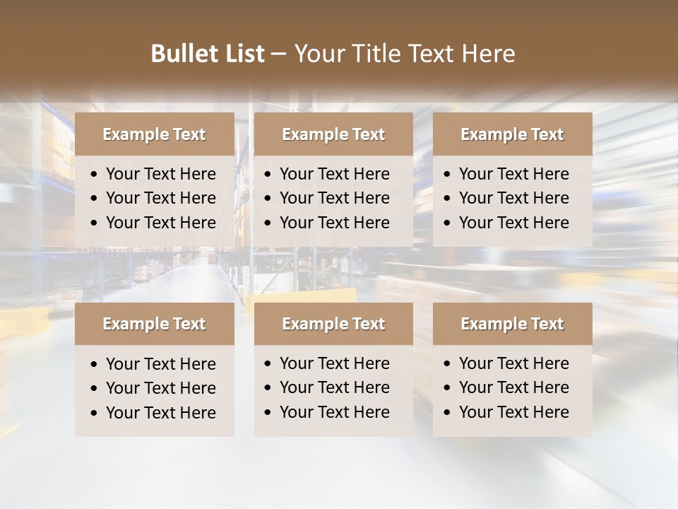 A Blurry Image Of A Warehouse Filled With Boxes PowerPoint Template