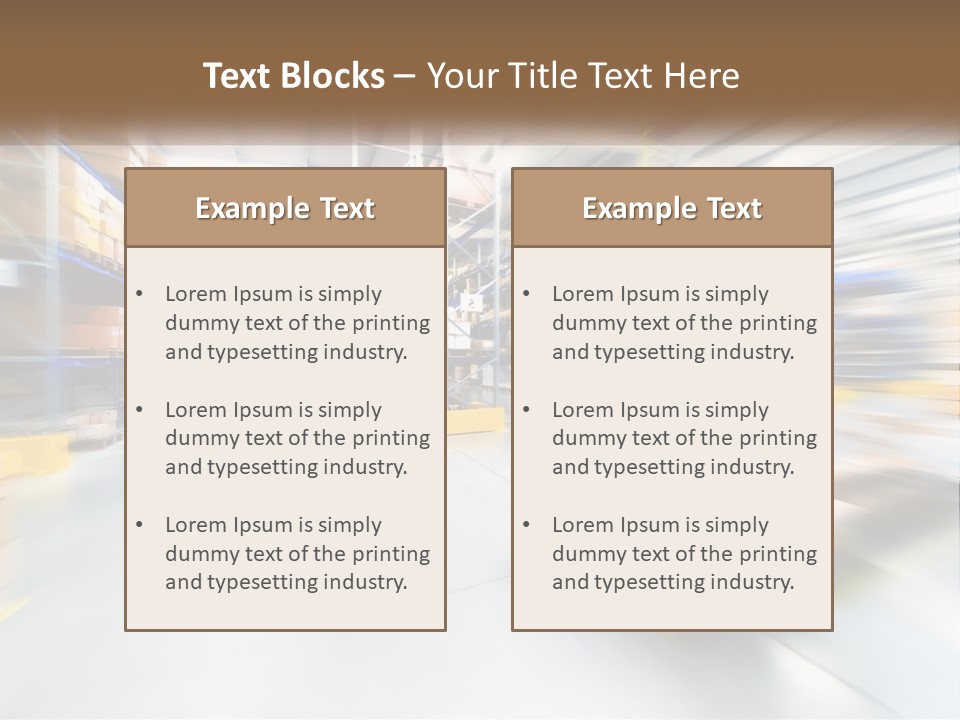A Blurry Image Of A Warehouse Filled With Boxes PowerPoint Template