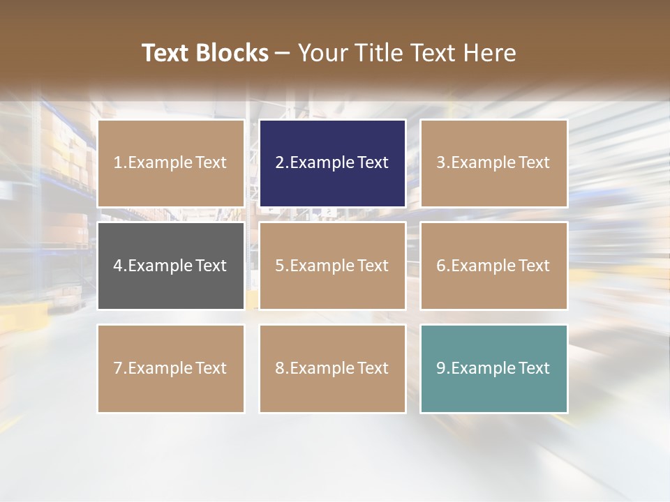 A Blurry Image Of A Warehouse Filled With Boxes PowerPoint Template
