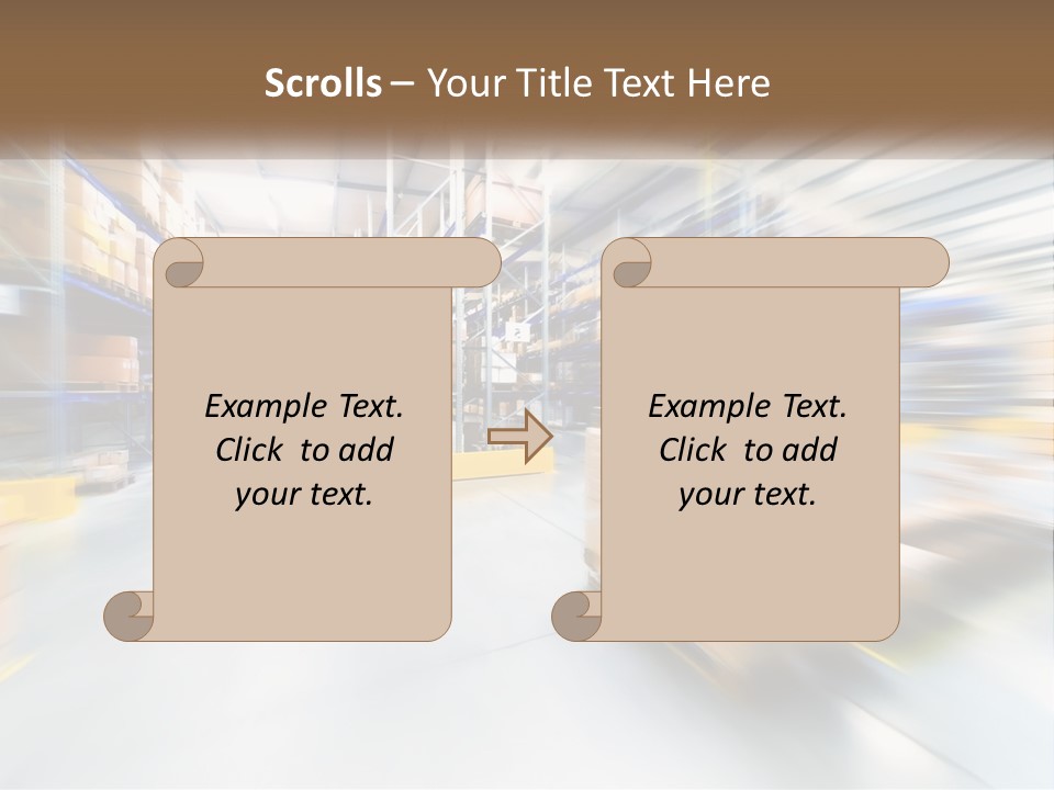 A Blurry Image Of A Warehouse Filled With Boxes PowerPoint Template