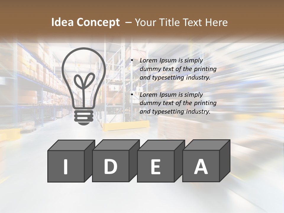 A Blurry Image Of A Warehouse Filled With Boxes PowerPoint Template