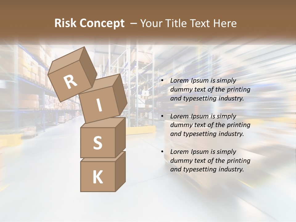 A Blurry Image Of A Warehouse Filled With Boxes PowerPoint Template