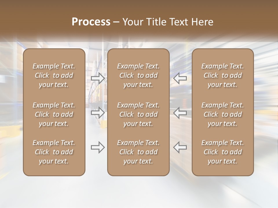 A Blurry Image Of A Warehouse Filled With Boxes PowerPoint Template