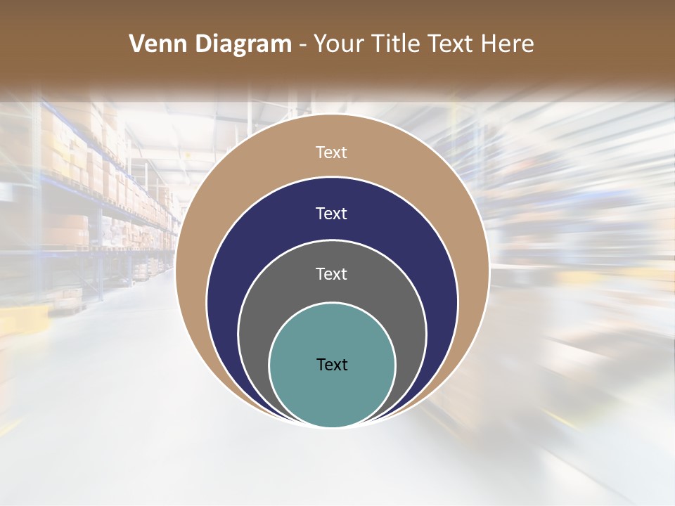 A Blurry Image Of A Warehouse Filled With Boxes PowerPoint Template