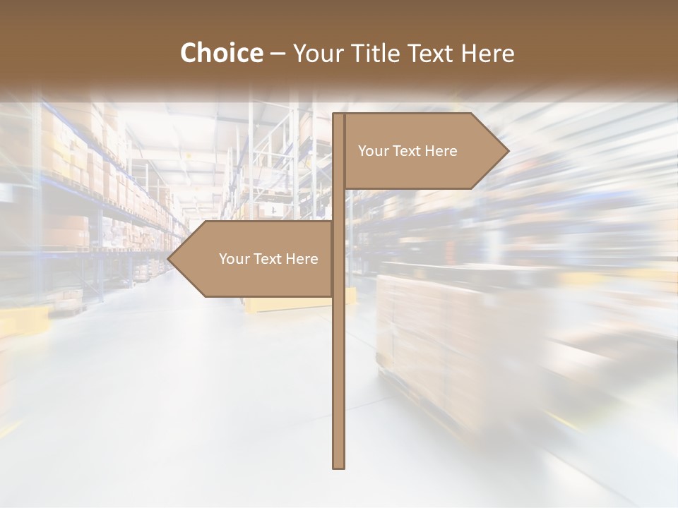 A Blurry Image Of A Warehouse Filled With Boxes PowerPoint Template