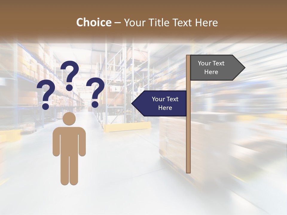 A Blurry Image Of A Warehouse Filled With Boxes PowerPoint Template