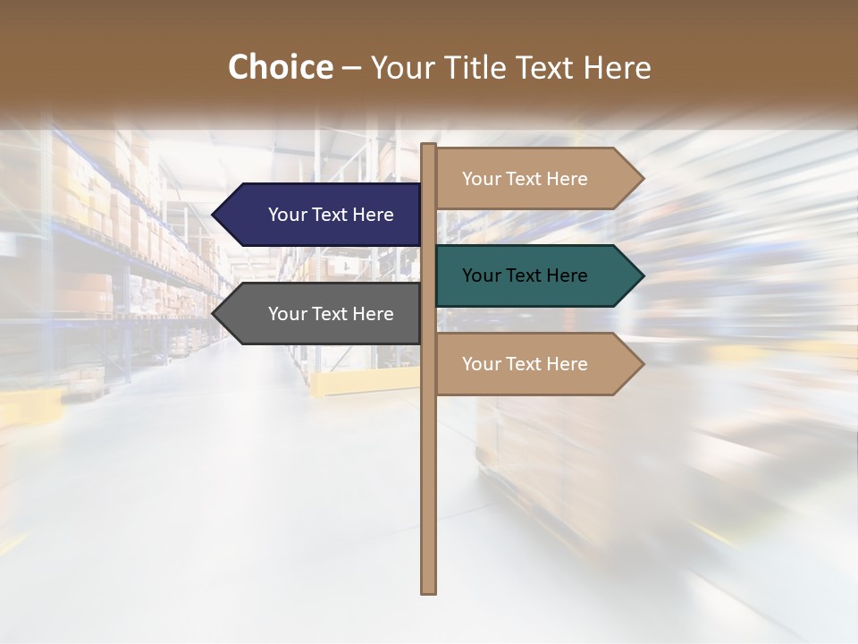 A Blurry Image Of A Warehouse Filled With Boxes PowerPoint Template