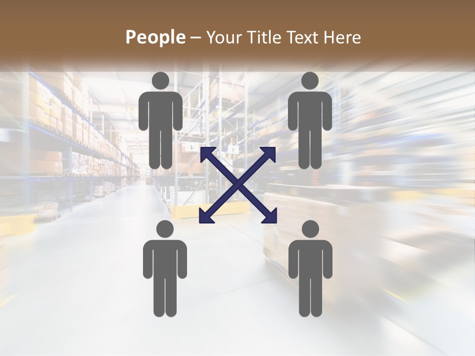 A Blurry Image Of A Warehouse Filled With Boxes PowerPoint Template