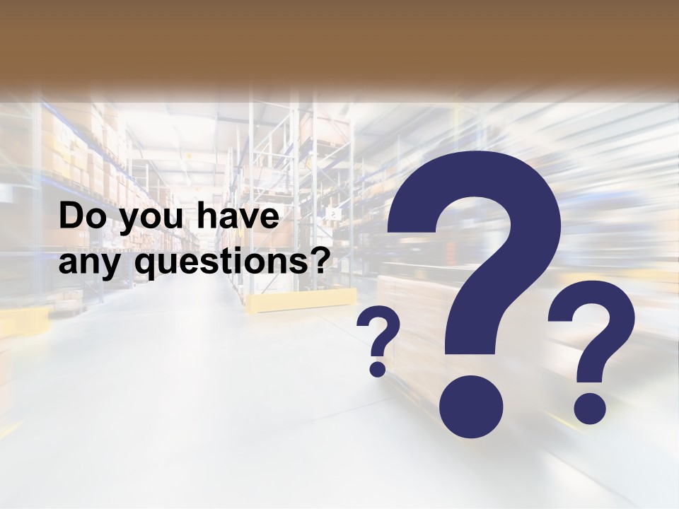 A Blurry Image Of A Warehouse Filled With Boxes PowerPoint Template