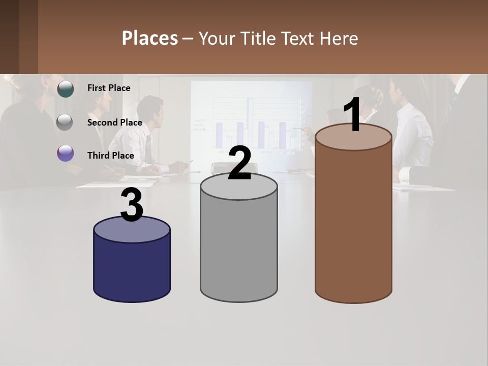 A Group Of People Sitting Around A Conference Table PowerPoint Template