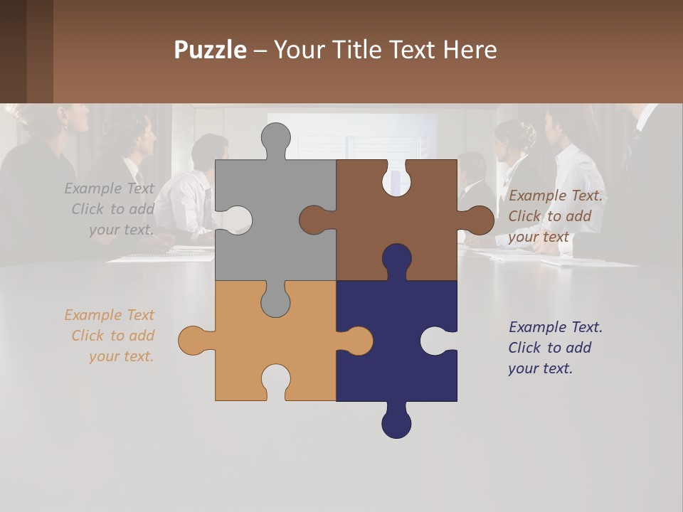 A Group Of People Sitting Around A Conference Table PowerPoint Template