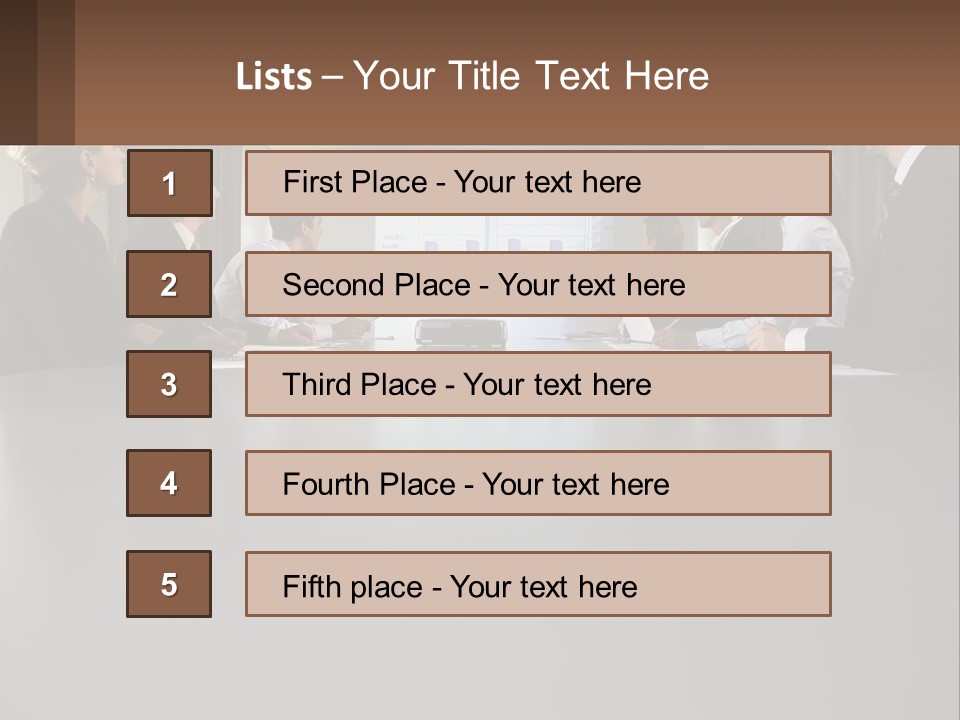 A Group Of People Sitting Around A Conference Table PowerPoint Template