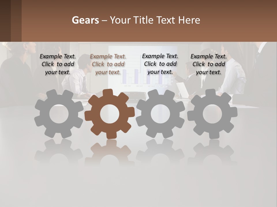 A Group Of People Sitting Around A Conference Table PowerPoint Template