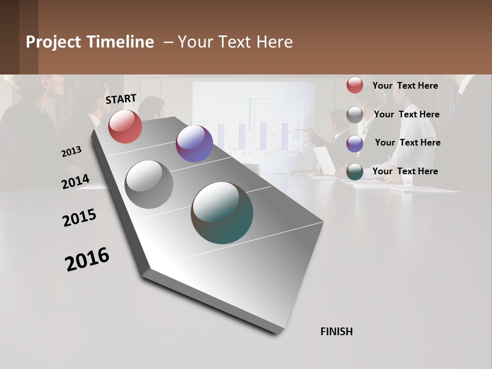 A Group Of People Sitting Around A Conference Table PowerPoint Template