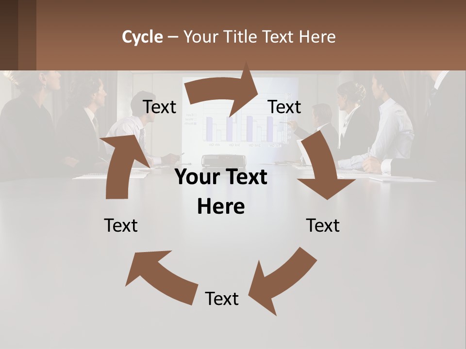 A Group Of People Sitting Around A Conference Table PowerPoint Template