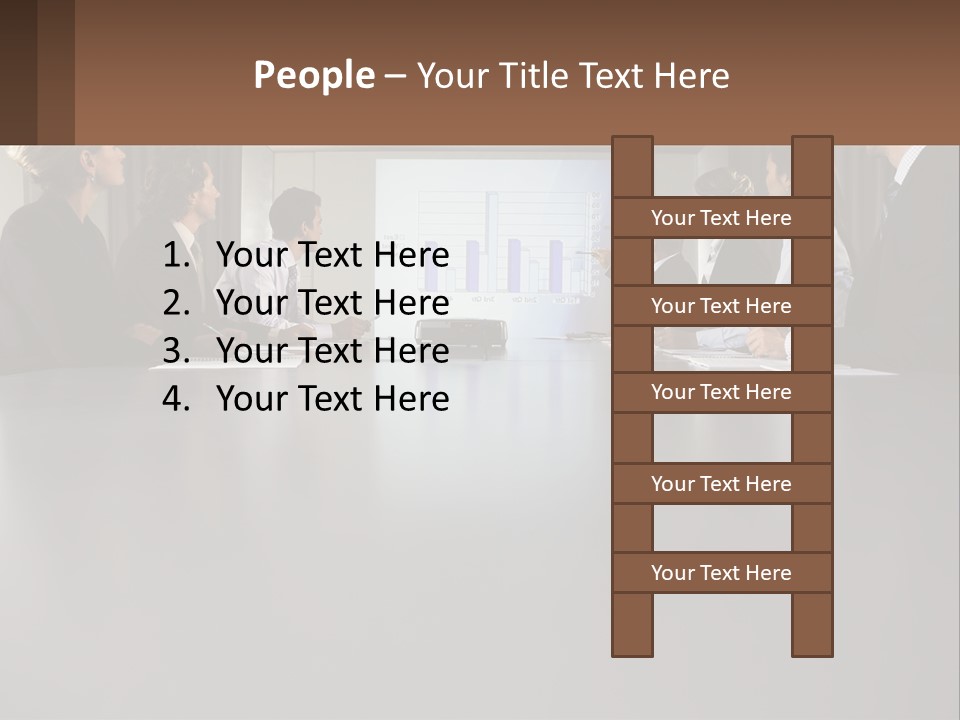A Group Of People Sitting Around A Conference Table PowerPoint Template