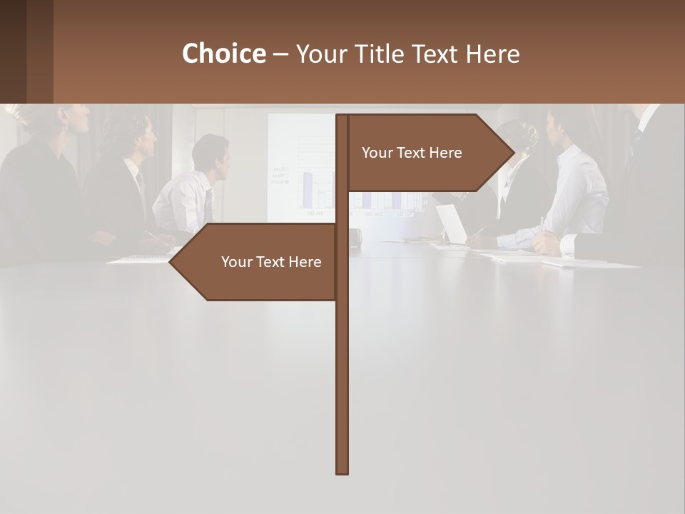 A Group Of People Sitting Around A Conference Table PowerPoint Template