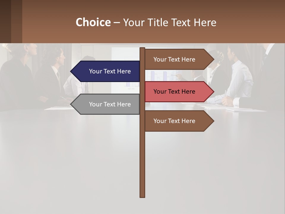 A Group Of People Sitting Around A Conference Table PowerPoint Template