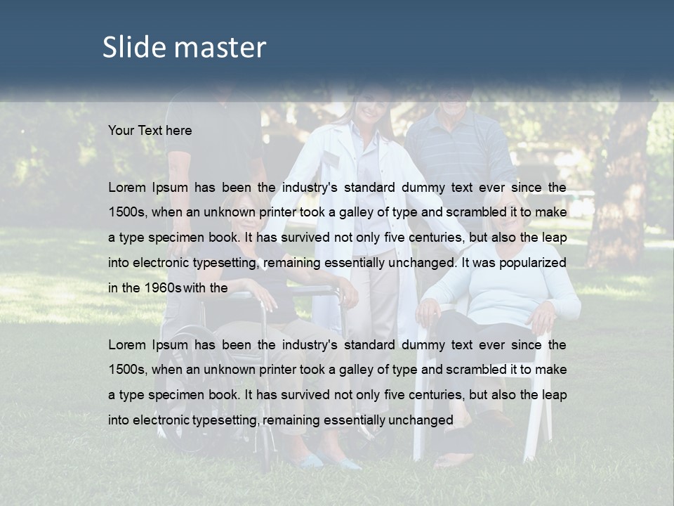 A Group Of People In A Park With A Wheel Chair PowerPoint Template