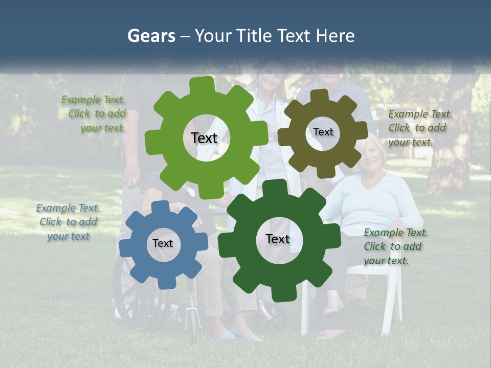 A Group Of People In A Park With A Wheel Chair PowerPoint Template