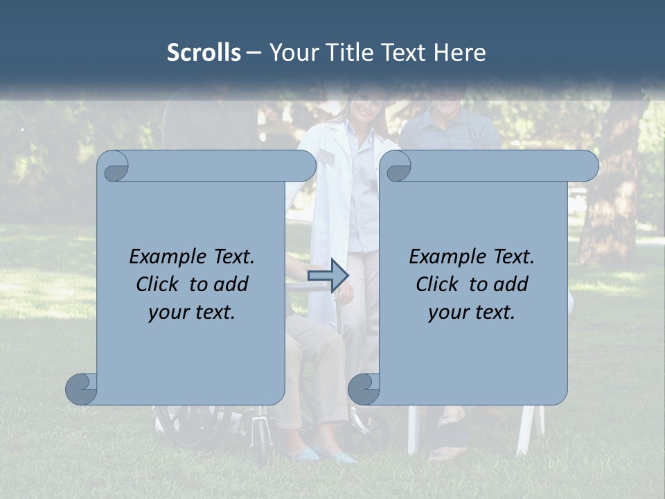 A Group Of People In A Park With A Wheel Chair PowerPoint Template