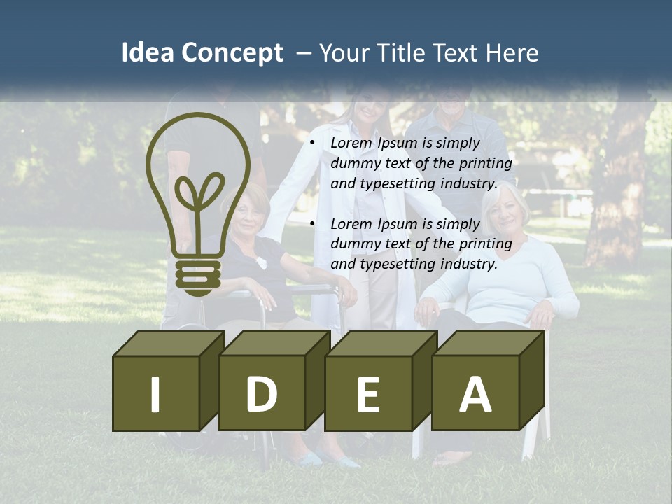 A Group Of People In A Park With A Wheel Chair PowerPoint Template