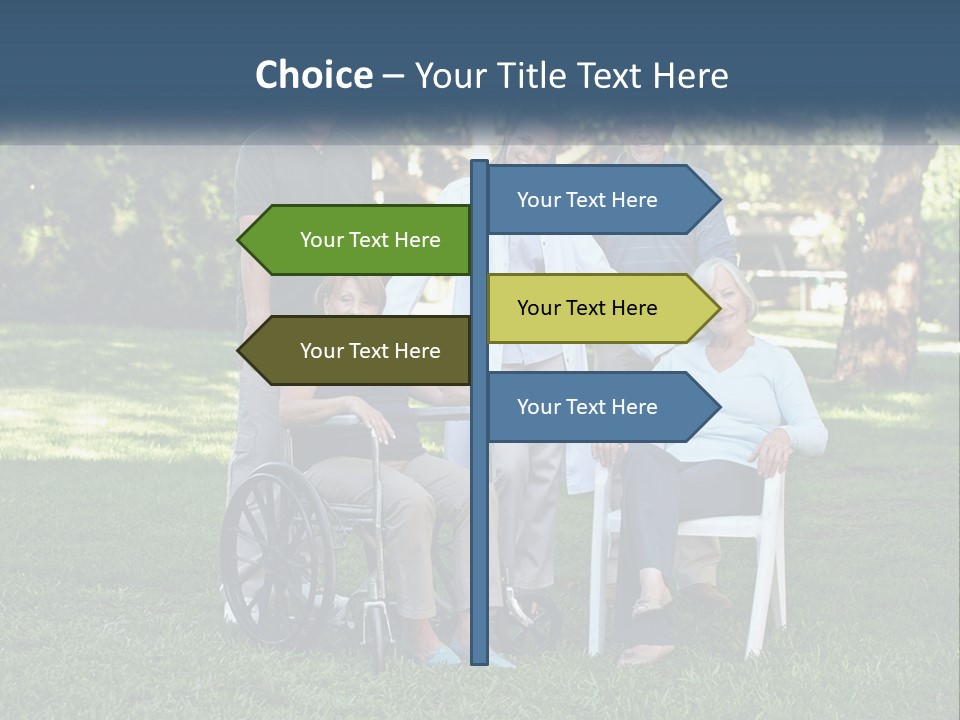 A Group Of People In A Park With A Wheel Chair PowerPoint Template