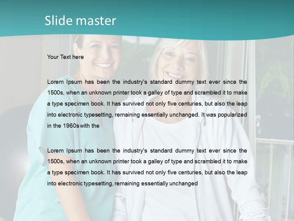 A Couple Of Women Standing Next To Each Other PowerPoint Template