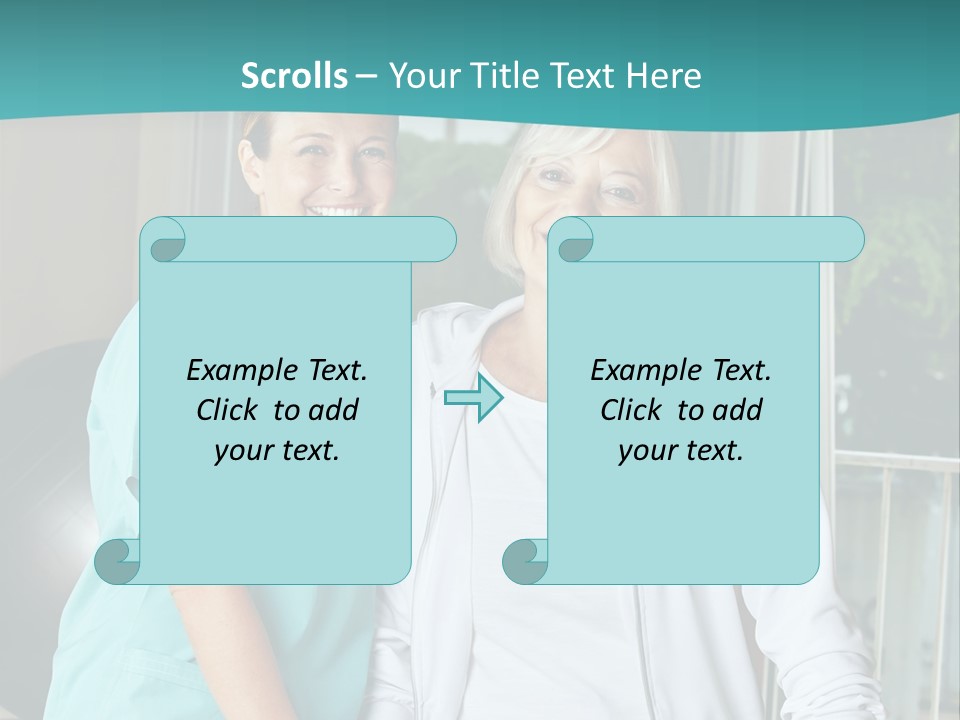 A Couple Of Women Standing Next To Each Other PowerPoint Template