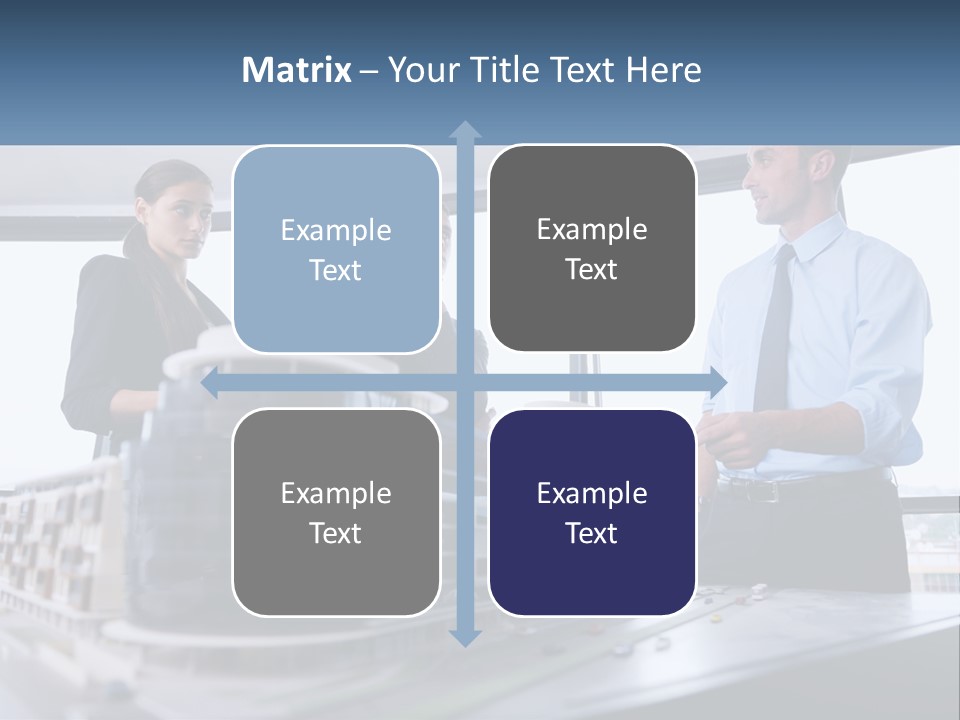 A Group Of People Standing Around A Model Of A Building PowerPoint Template