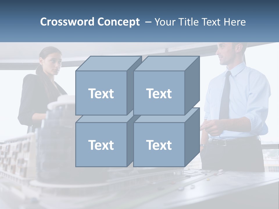 A Group Of People Standing Around A Model Of A Building PowerPoint Template