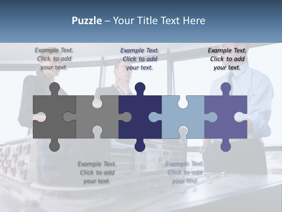 A Group Of People Standing Around A Model Of A Building PowerPoint Template