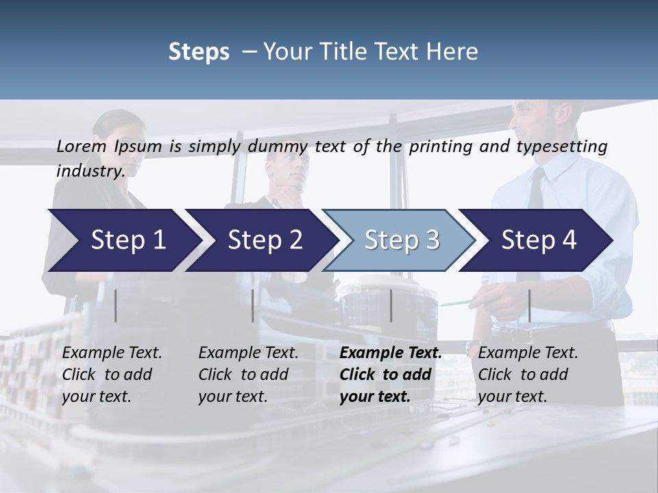 A Group Of People Standing Around A Model Of A Building PowerPoint Template