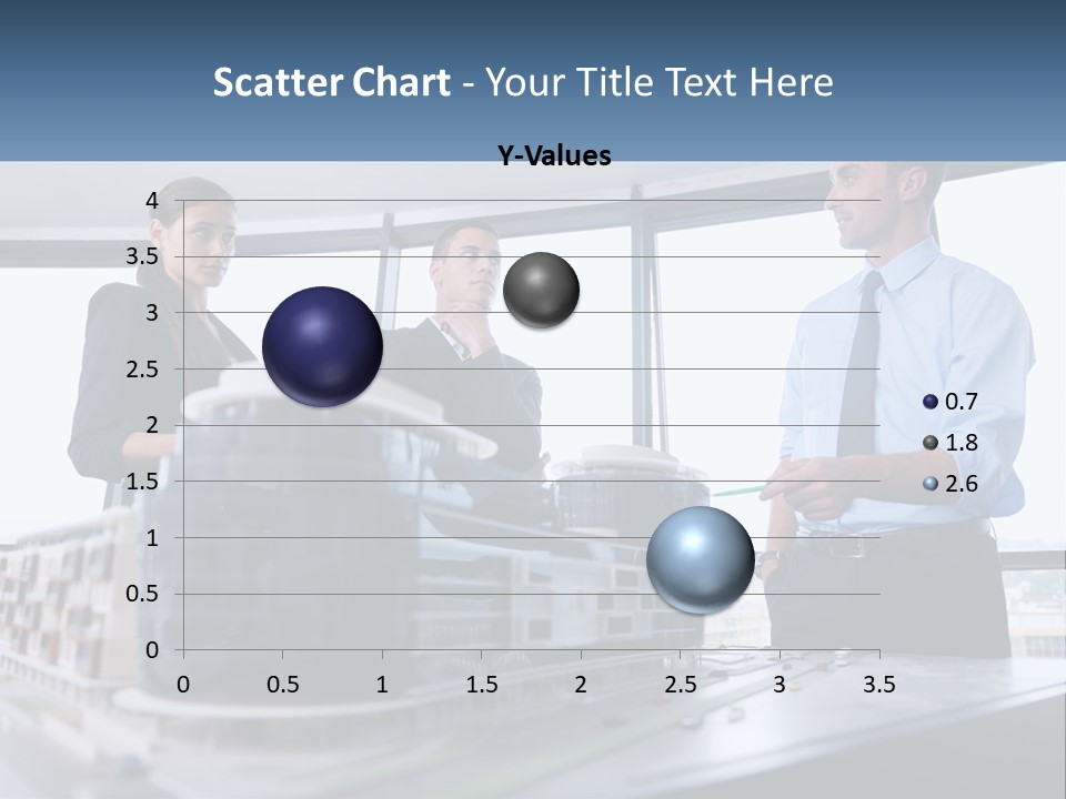 A Group Of People Standing Around A Model Of A Building PowerPoint Template