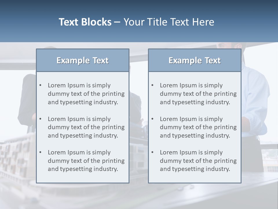 A Group Of People Standing Around A Model Of A Building PowerPoint Template