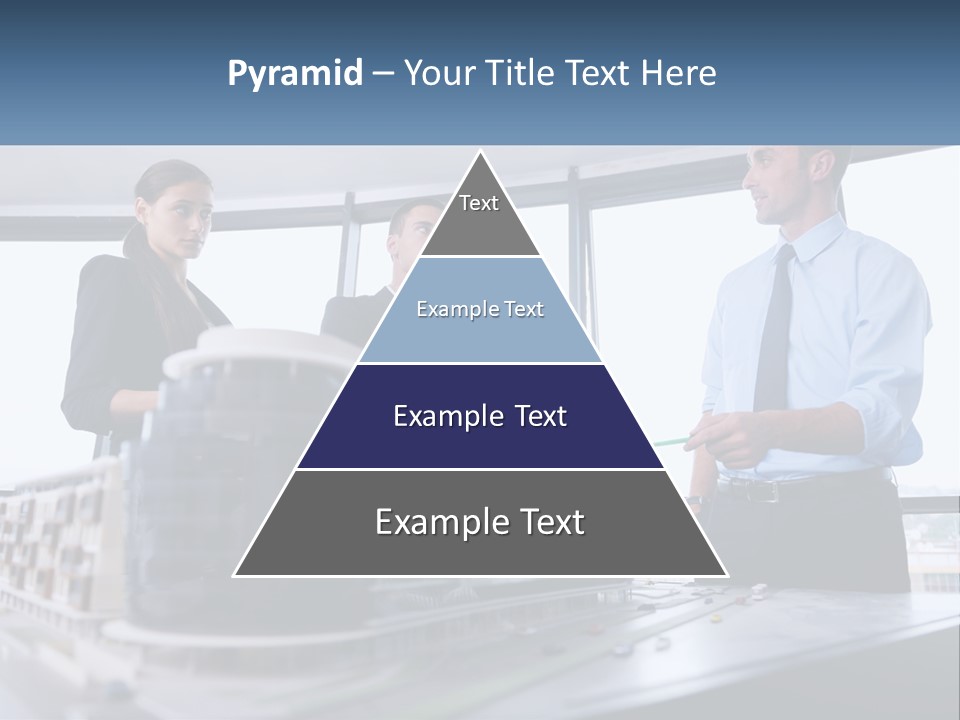 A Group Of People Standing Around A Model Of A Building PowerPoint Template
