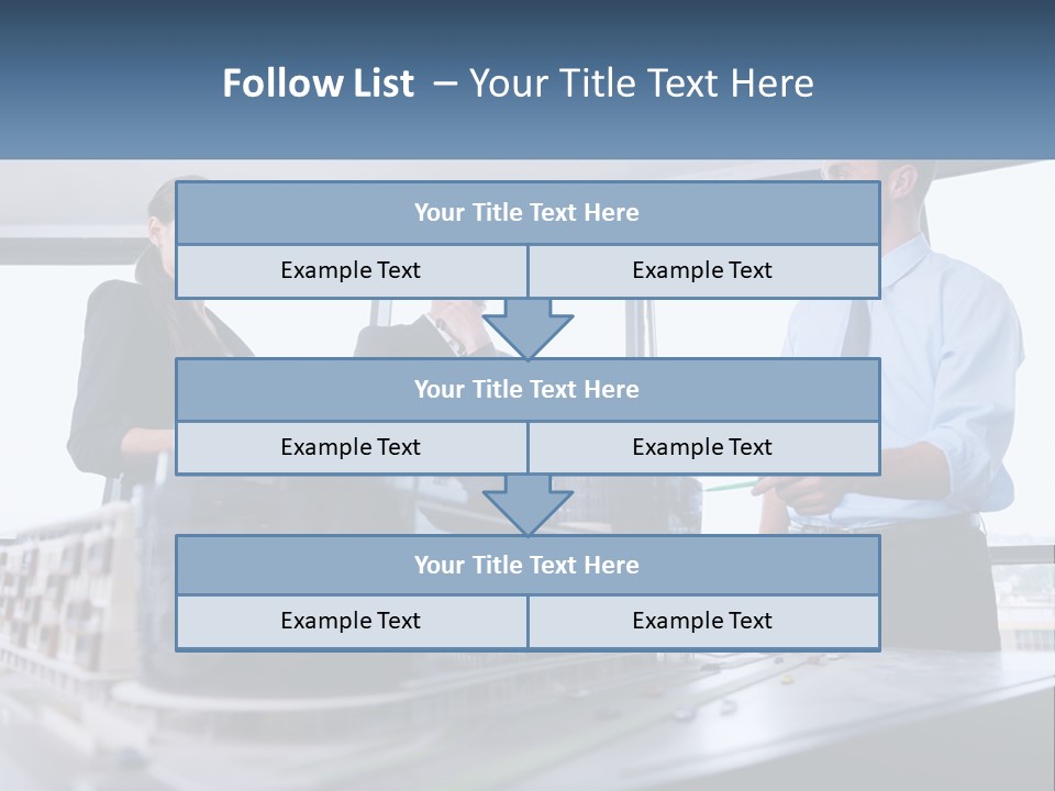 A Group Of People Standing Around A Model Of A Building PowerPoint Template