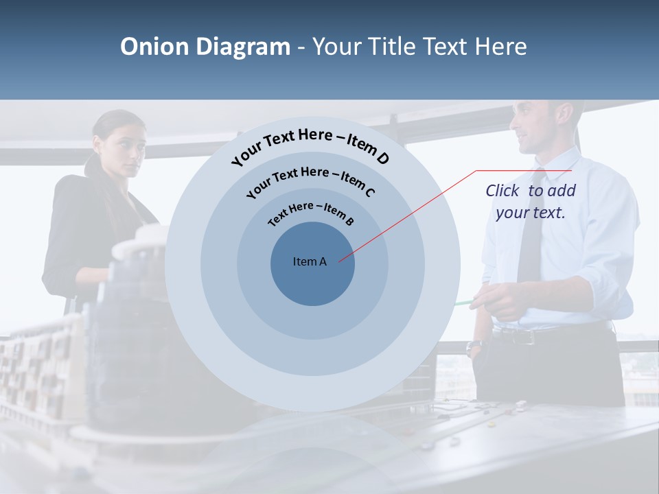 A Group Of People Standing Around A Model Of A Building PowerPoint Template