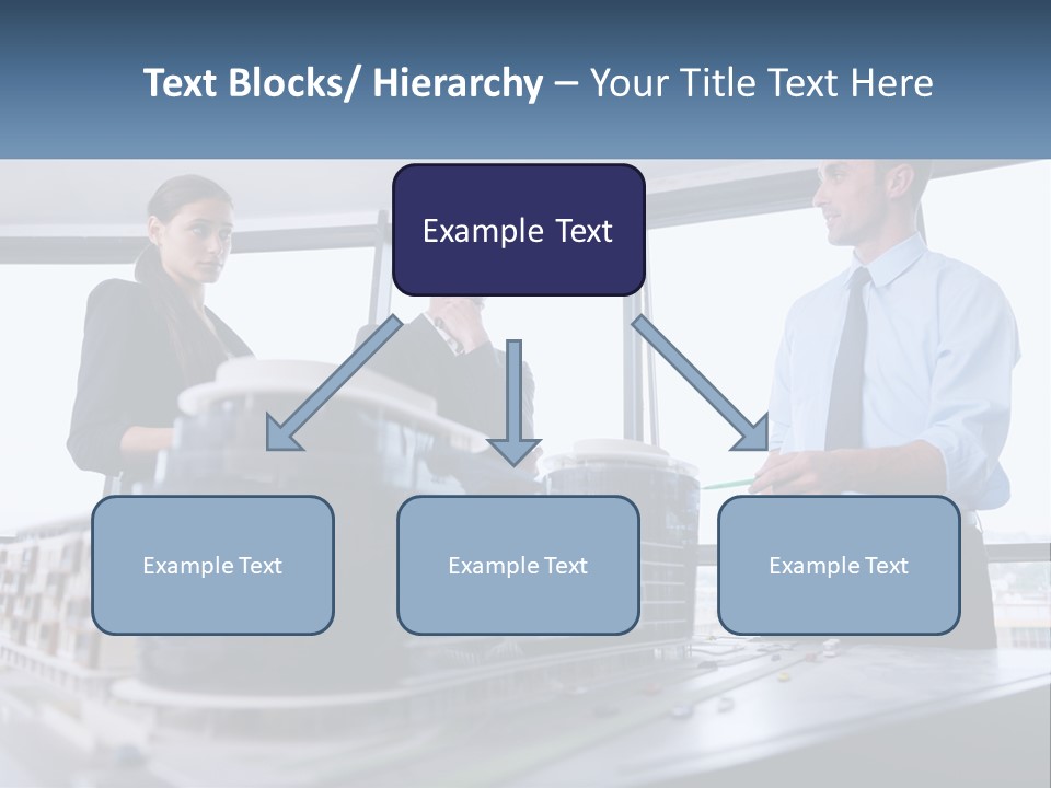 A Group Of People Standing Around A Model Of A Building PowerPoint Template