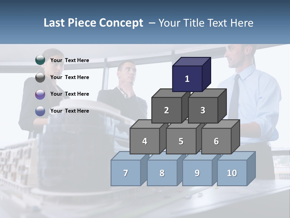 A Group Of People Standing Around A Model Of A Building PowerPoint Template
