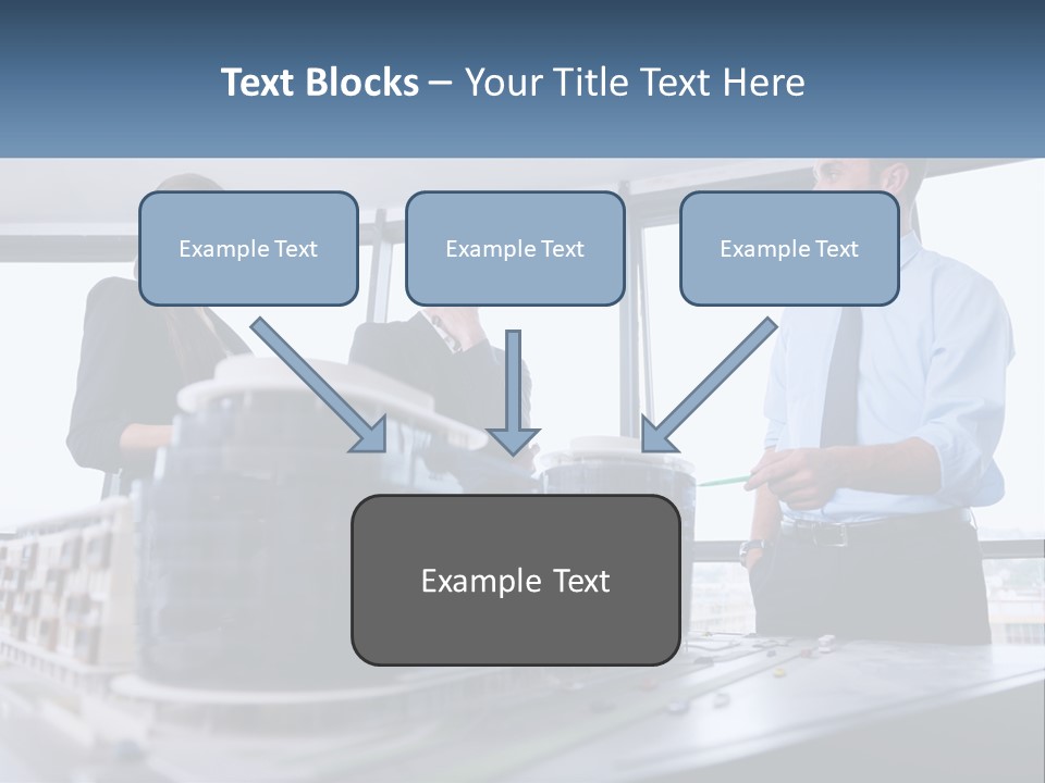 A Group Of People Standing Around A Model Of A Building PowerPoint Template