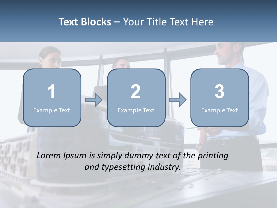A Group Of People Standing Around A Model Of A Building PowerPoint Template