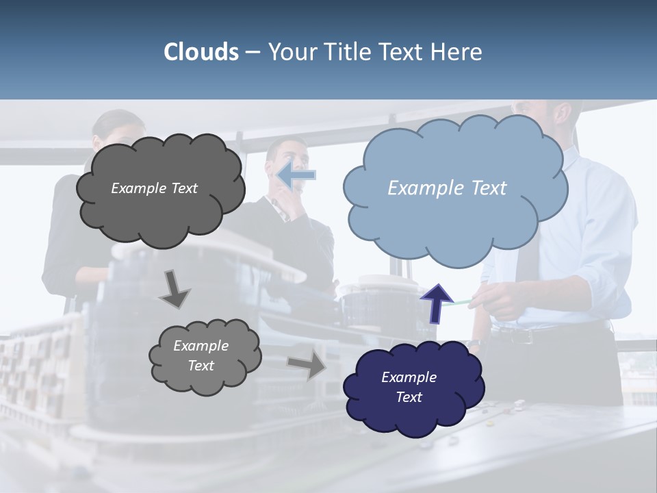 A Group Of People Standing Around A Model Of A Building PowerPoint Template